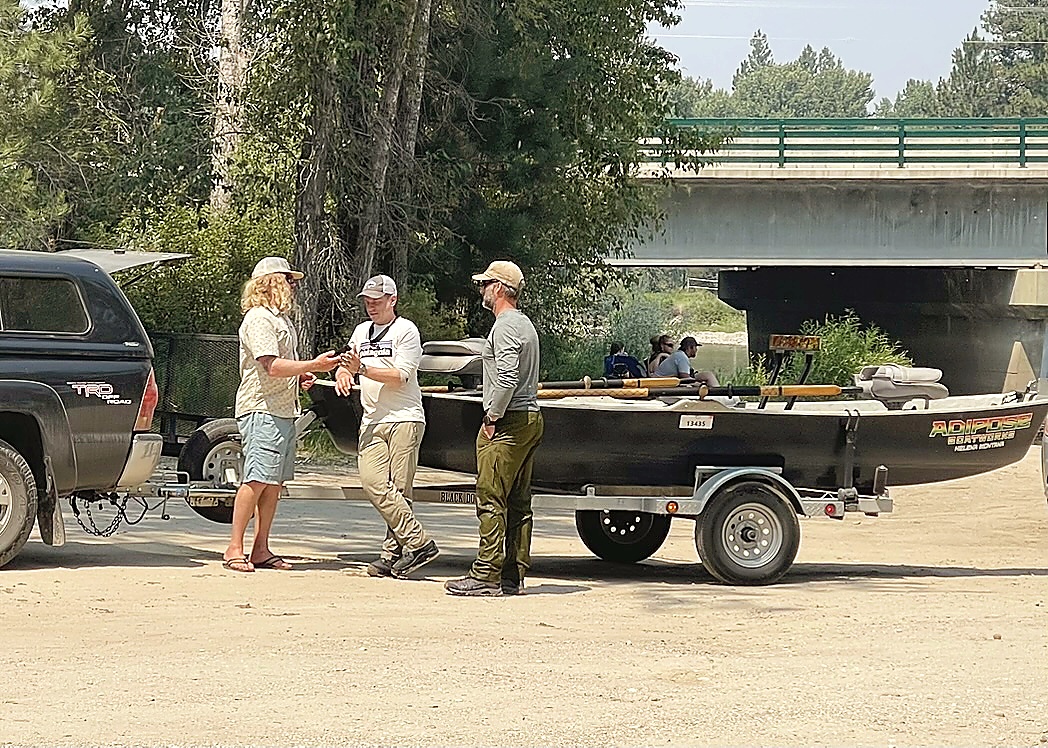 Drift boat launching for a full day float trip on the Blackfoot River Montana