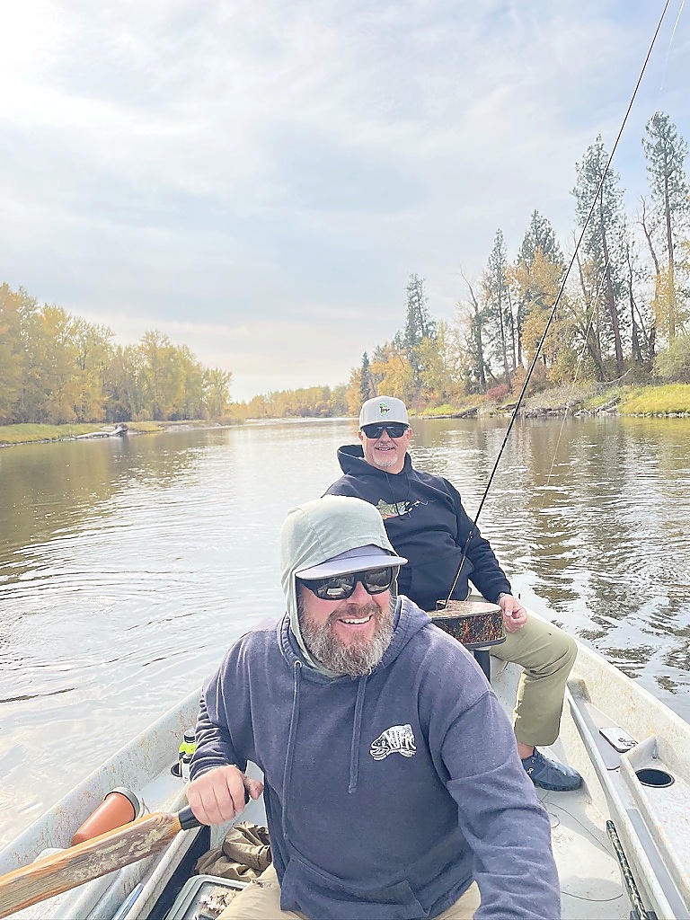 Jason Brininstool rowing a drift boat on a Montana river