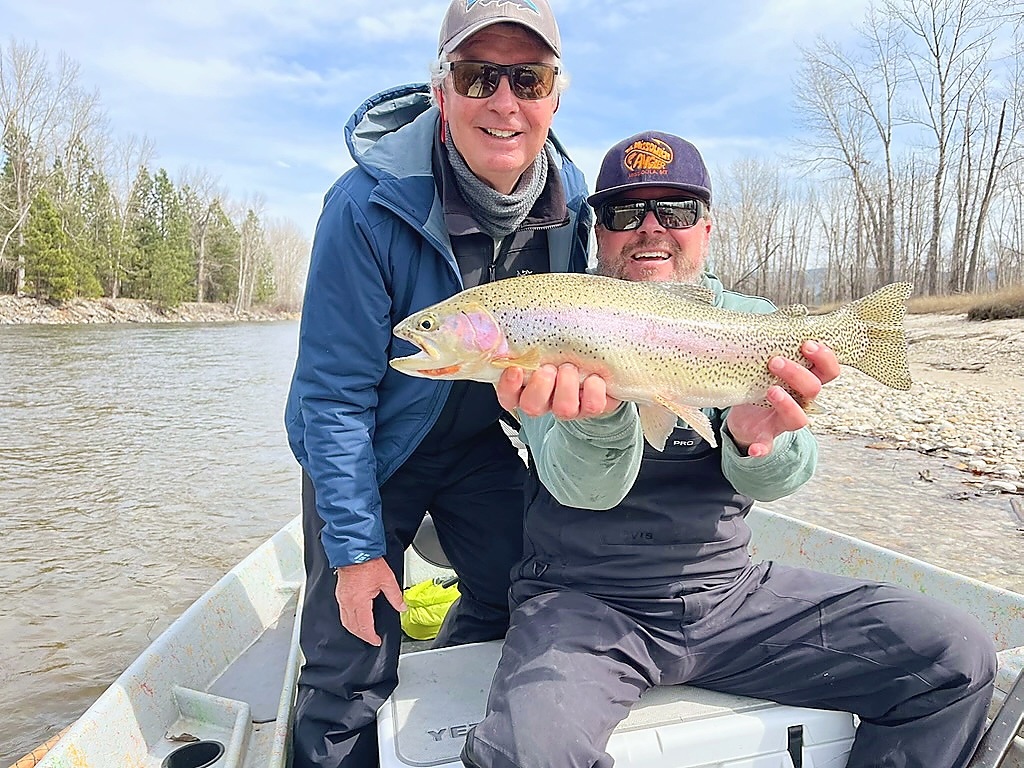 Clear water rainbow trout caught during spring fishing near Missoula Montana